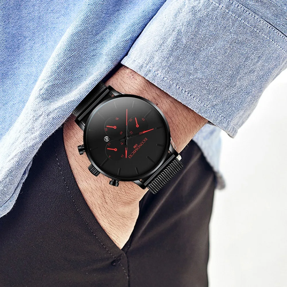 Роскошные часы для мужчин Relogio Masculino кварцевые наручные часы Erkek Kol Saati повседневные тонкие сетчатые стальные водонепроницаемые деловые спортивные часы