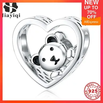 

Jiayiqi 925 Sterling Silver Cute Bear Charm Silver Bead Charm Hot Sale DIY Female Jewelry Fashion Luxury Bracelet Gift