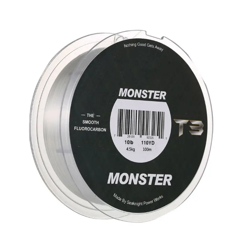 T3 Fluorocarbon Fishing Line 100m Main Lines Monofilament Smooth Triple Invisible Fishing Wire Y4UB