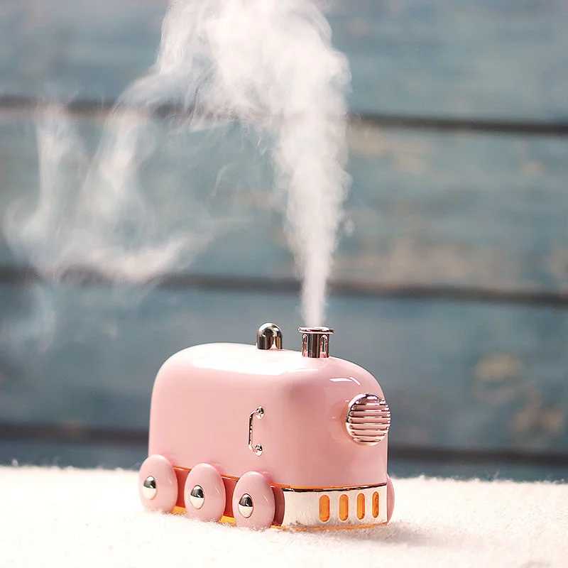 

300ML Ultrasonic Air Humidifier Mini Train Aroma Diffuser Electric Essential Oil Diffusers USB Humidifiers With 7 Color Lamp