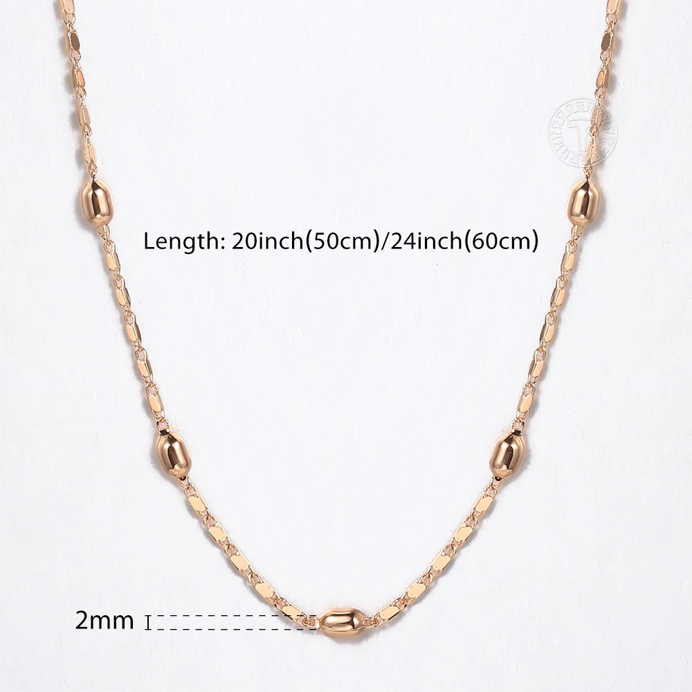 Jewelry Set 2mm 585 Rose Gold Color For Women Girls Beaded Bracelets Necklaces Set Bead Chain Wedding Jewelry Gift jewelry sets,jewelry set