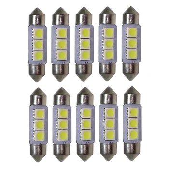 

10PCS Car led 36mm 39mm 41mm 12V C5W Cold White 3 SMD LED Festoon Interior Dome Light Lamp Bulb Car Styling
