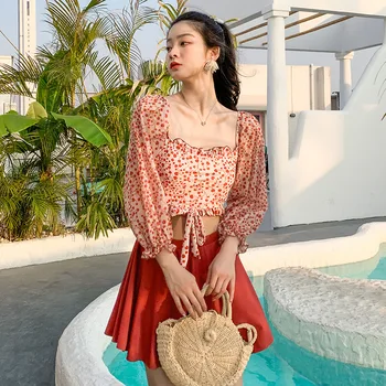 

Swimwear Large Size Swimsuit Women Bikini Women's Separate Female Thin Swimsuits With Skirt Suits Push Up Hot Bathing Suit Print