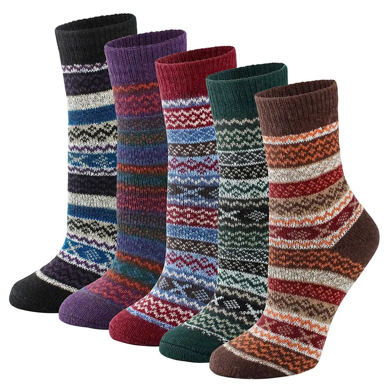 

Winter Socks For Women Keep Warm Wool Stripe Knitting Thicken Calcetines Mujer Comfortable Sleeping Female Sox Casual