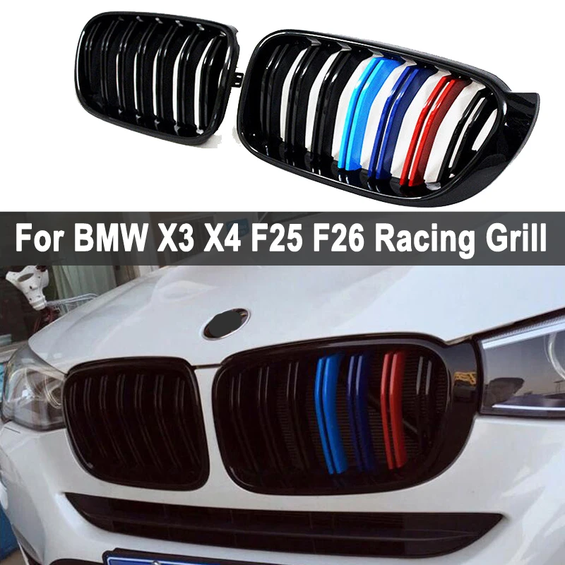 Пара Для BMW F25 F26 X3 X4 2014 2018 бампер матовый блесек для губ черный M Цвет 2 линии планка