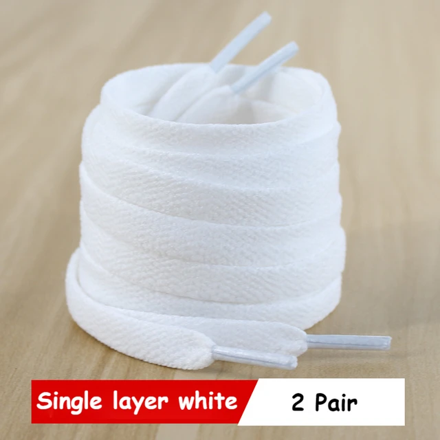 Classic Shoe laces White Black Flat Shoelaces for Sneakers laces Shoe Strings 70/90/100/120/140/160CM High-quality Shoelace 2 pair Single white