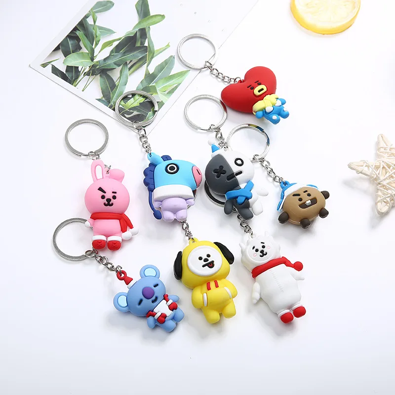 Bangtan мальчики Рождество "Suga" "TATA" и т. Д. Индивидуальные хороший мультфильм брелок цепи сумки для женщин мужчин ювелирные изделия Bangtan аксессуары