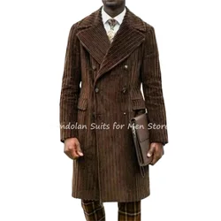 1Pcs Jacket Dark Brown Men’s Suits Thick Winter Corduroy Business Blazer Wedding Marriage Evening Party Wear Only One Coat