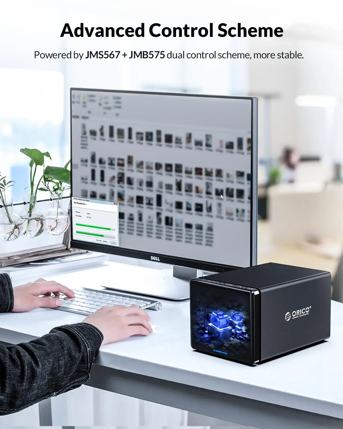 NAS Enclosure ORICO HDD Case Storage 2 Bay Hard Drive Docking Station SATA to USB3.0 16TB Tool Free Support Raid