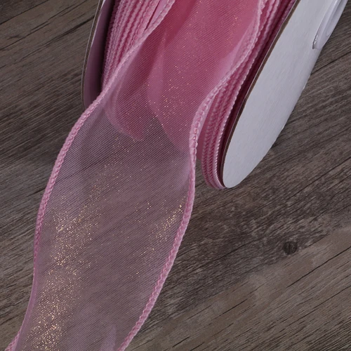 25 ярдов/рулон) 5 см волнистая лента из органзы DIY для подарочных коробок на свадебную вечеринку упаковочная лента ручной работы для шитья и банта для волос аксессуары - Цвет: pink
