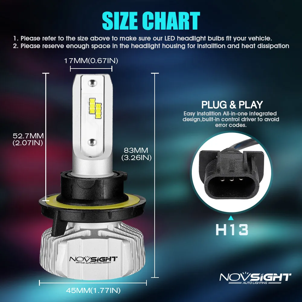 Novsight фар автомобиля светодиодный H7 H4 H11 светодиодный светодиодные лампы для автомобильных фар лампы 6500K H4 H1 H8 H9 9005 9006 HB3 HB4 H7 светодиодный лампы 12V 24V