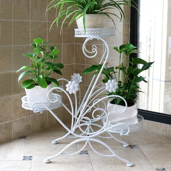 

Flower Shelf Multi-storey Indoor Space Wrought Iron Balcony Living Room Hanging Orchid Green Floor-standing Pot Rack