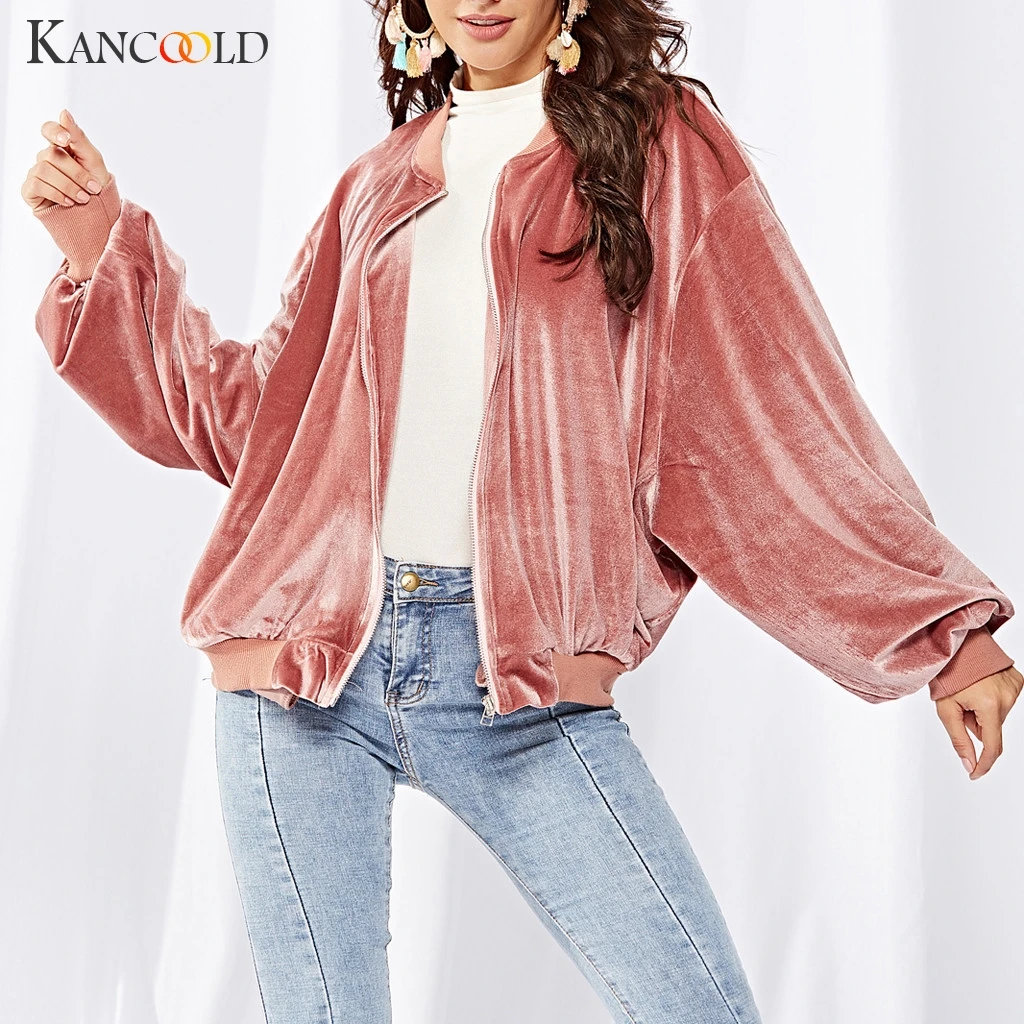 KANCOOLD пальто, Ретро стиль, для отдыха, модная, однотонная, на молнии, с длинным рукавом, спортивная одежда, с отворотом, кардиган, костюм, пальто и куртки для женщин 2019Sep3