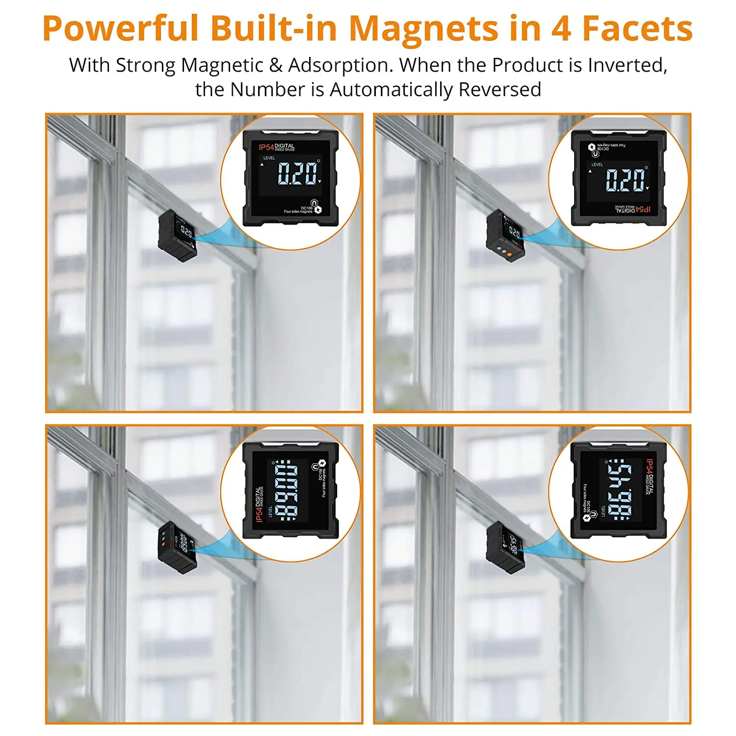 360 Degree Mini Digital Protractor Inclinometer Electronic Level Box Four Sides Strong Magnetic