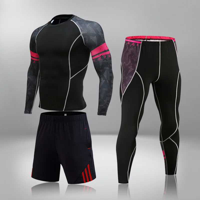 

Men's Gym Fitness Compression Tracksuit Sports Suit Clothes Running Jogging Sport Wear Exercise Workout Tights Rashguard Shirts