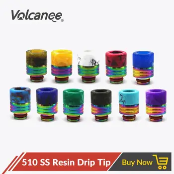 

Volcanee Colorful 510 Resin Drip Tip 8.5mm Diameter Stainless Steel For Ijust S 510 Thread Vape Tank Atomizer Vape Accessories