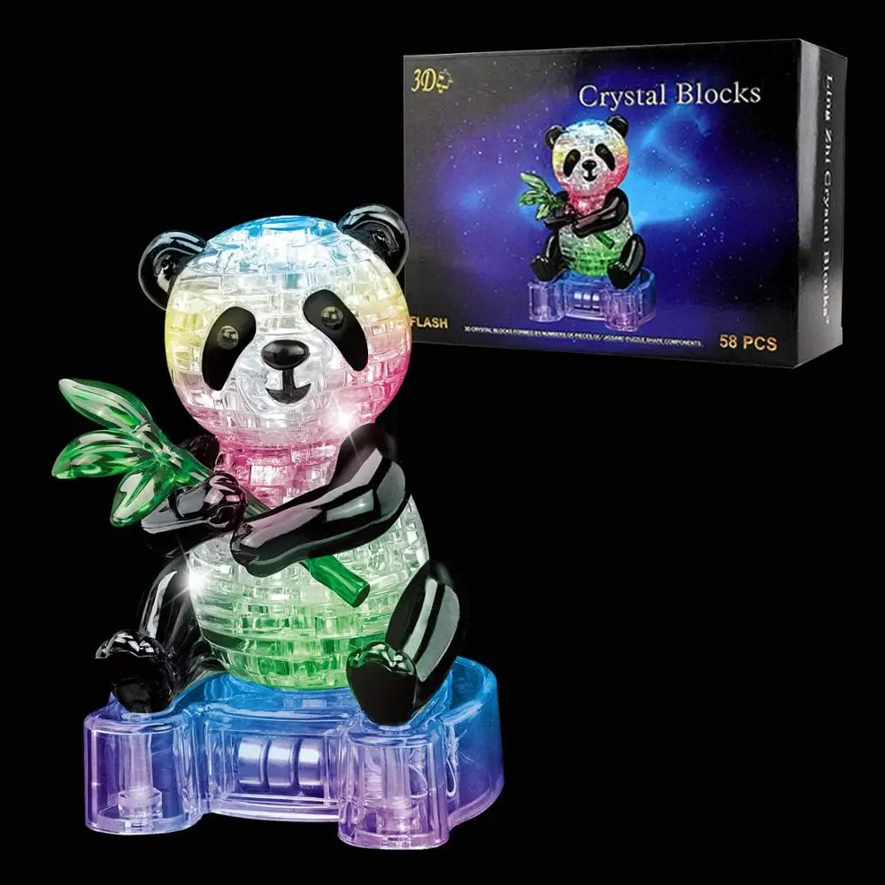

3D Puzzle with Flash Light DIY Model Buliding Toy for Children Home Decoration - Panda 9055A