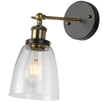 

Industrial Retro Glass Light Restaurant Wall Lamp with Switch Creative Designer Antique Copper Chrome Lamps #N