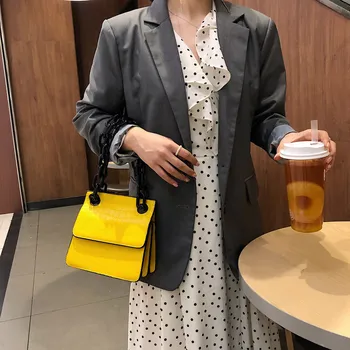 

2020 summer Women Bags Fashion Wild Hot Sale Stone Pattern Chain Bag Shoulder Crossbody Bag fresh yellow mini bags