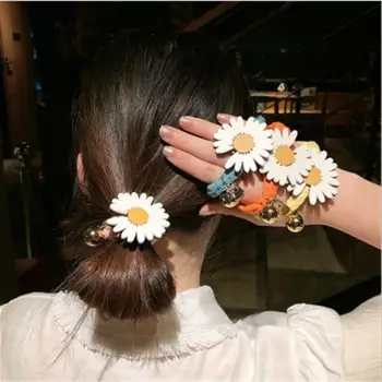 

Spring And Summer New Style Fashion Daisy Flower Hair Ring Female tie rope Korean Elastic Rubber sunflower Hair Bands Hair Rope