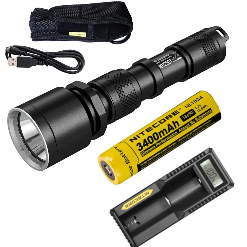 MH25GT NL1834 UM10 NITECORE MH25GT USB Перезаряжаемый тактический флэш-светильник CREE XP-L HI V3 max 1000 люмен луч бросок 452 м уличный светильник спортивный фонарь - Испускаемый цвет: MH25GT NL1834 UM10