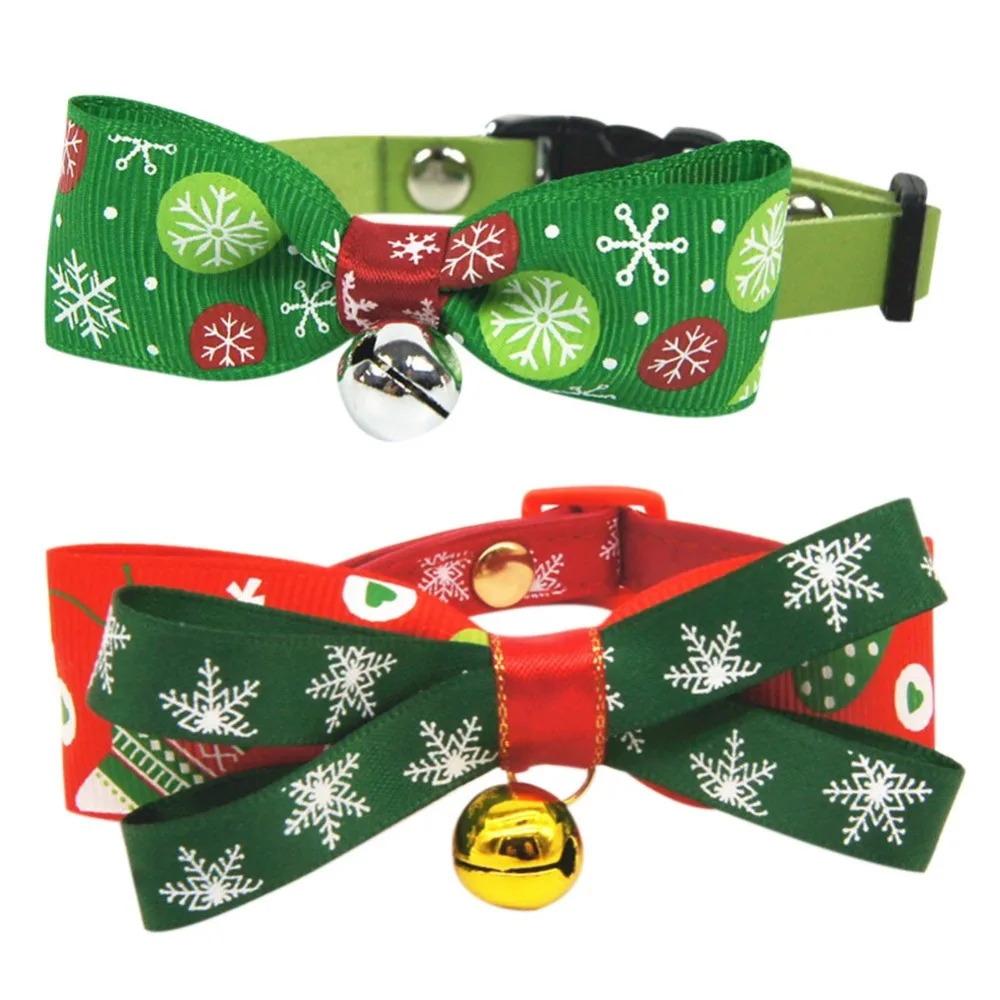Рождественский ошейник для питомца, красный и черный хлопковый ошейник для питомца, набор с галстуком-бабочкой, колокольчиком, щенком, кошкой, ожерельем, товары для ухода за домашними животными