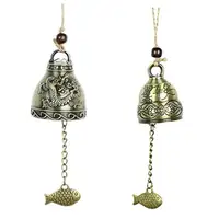 1PC Classic Chinese Style Fengshui Wind Chime Vintage Metal Dragon Phoenix Anti-theft Door Bell Wind Chime Home Window Decor 2
