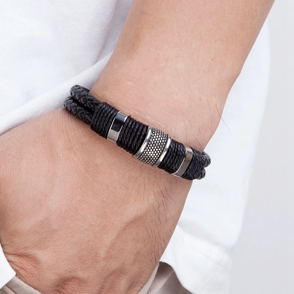 NUUK Leather Mens Womens Cuff Bracelets Designer Wrap Wristbands Dark –  Fathom Bracelets