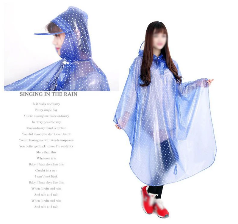 Fashion wave Bicycle Raincoat Men Women Rain Cape Poncho Hooded Windproof Rain Coat Mobility Scooter Cover Rain Coat