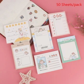 

50 Sheet Cute Memo Pad Stationery Notebook Sticky Notes Bookmark Planner Sticker