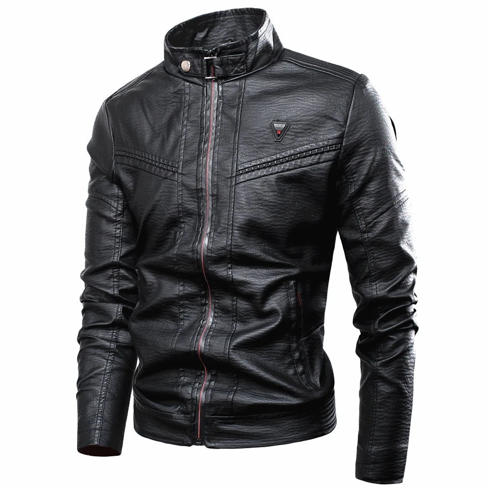

Spring New Vintage Men Punk Casual Style Fleece Leather Jackets Coat Men Outwear Fashion Motor & Biker Faux Leather Jacket Men