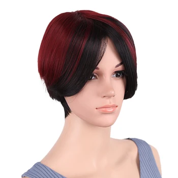 

Amir Short Hair Ombre Synthetic wigs For Women Black Mixed Bug Middle Part Side Cosplay Fake Hair perruque Heat Resistant Fiber