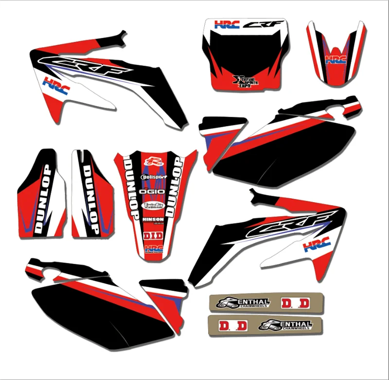 Для HONDA CRF250 R CRF250 04-09 полный комплект мотоцикл настраиваемый номер команда наклейки с рисунком фоны наклейка на обтекатель комплект