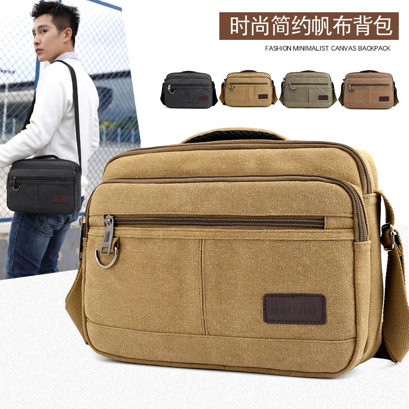 

Fashion Men Hand Canvas Bag Light Outdoor Travel Single-shoulder Bag Versatile Commuter Bag Large Capacity Shoulder Bag