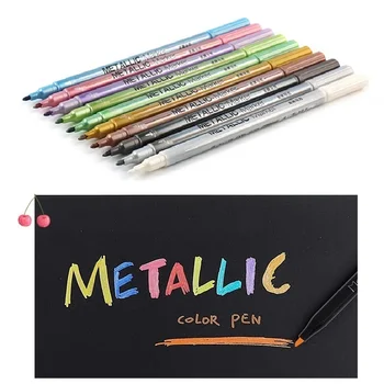 

10pcs Metallic color marker pen set Fine point pens for Calligraphy Painting design Drawing art School Student supplies A6924