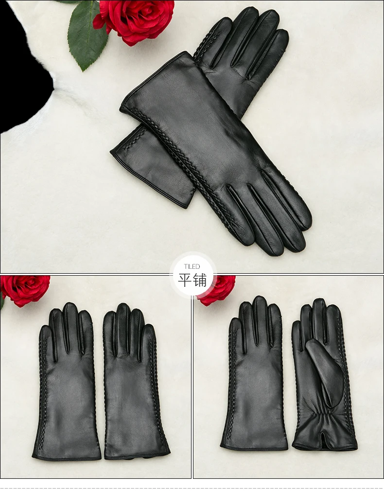 Настоящие Кожаные женские перчатки осень зима плюс бархат Сенсорный Экран Теплые Короткие Стиль козья кожа вождения женские перчатки K41