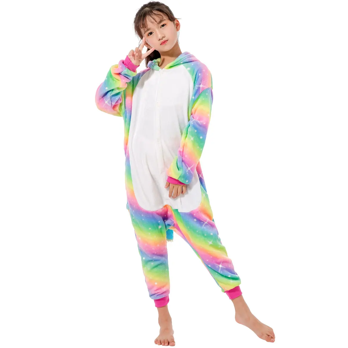 Детская Пижама Kigurumi, детские пижамы с единорогом и животными милые пижамы комбинезоны для маленьких мальчиков и девочек зимняя пижама с длинными рукавами