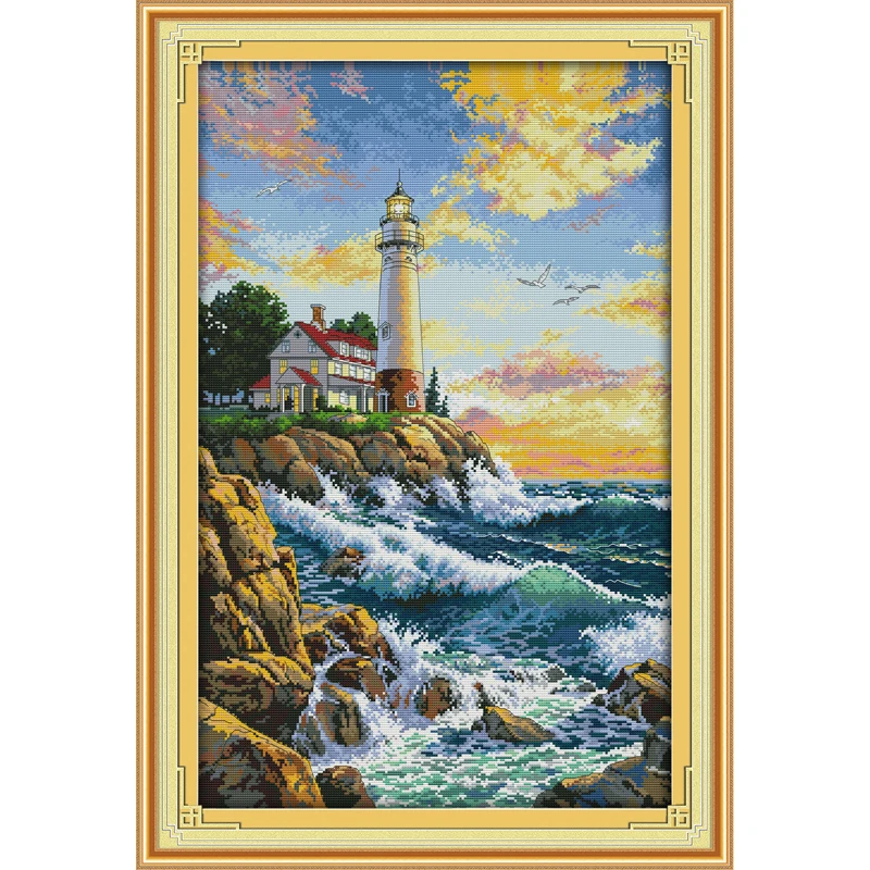 Everlasting Love Christmas The Lighthouse (2) Ecological Cotton Cross Stitch 11CT And 14CT Printed New Store Sales | Дом и сад