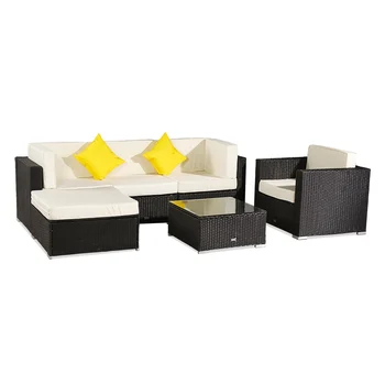 

6 Pieces Patio PE Wicker Rattan Corner Sofa Set Patio Furniture Set Garden Furniture for your Garden Two Styles