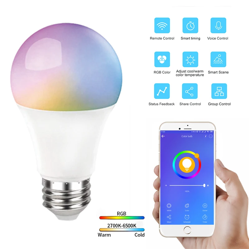 10 шт. Вт светодиодная лампочка с голосовым управлением умная E27 RGB + CCT eWeLink
