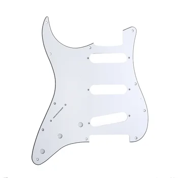 

Musiclily SSS 11 Hole Left Handed Strat Guitar Pickguard for Fender USA/Mexican Made Standard Stratocaster Style, 3Ply White