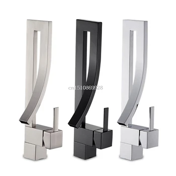 

Waterfall-style bathroom faucet, basin faucet. Hot and cold water faucet, ceramic valve spool.