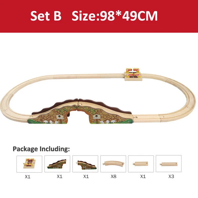 Деревянная железная дорога аксессуары для железной дороги туннель крест мост разнообразие компонент для деревянных треков железнодорожные автомобильные игрушки для детей - Цвет: Tracks Set B