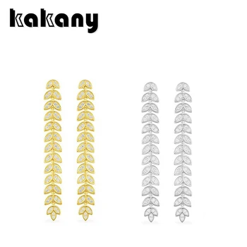 

Kakani 2020 New Quality Fashion Glamour Cubic Zirconia Zirconia Palm Leaf Long Spike Monaco Women's Earrings Luxury Jewelry