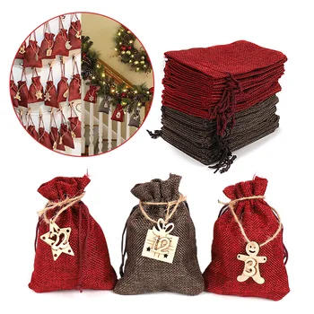 

Christmas DIY Numbers Bag Advent Calendar Ornament Christmas Gift Bags Calendar Countdown Bag Candy Storage Pouches