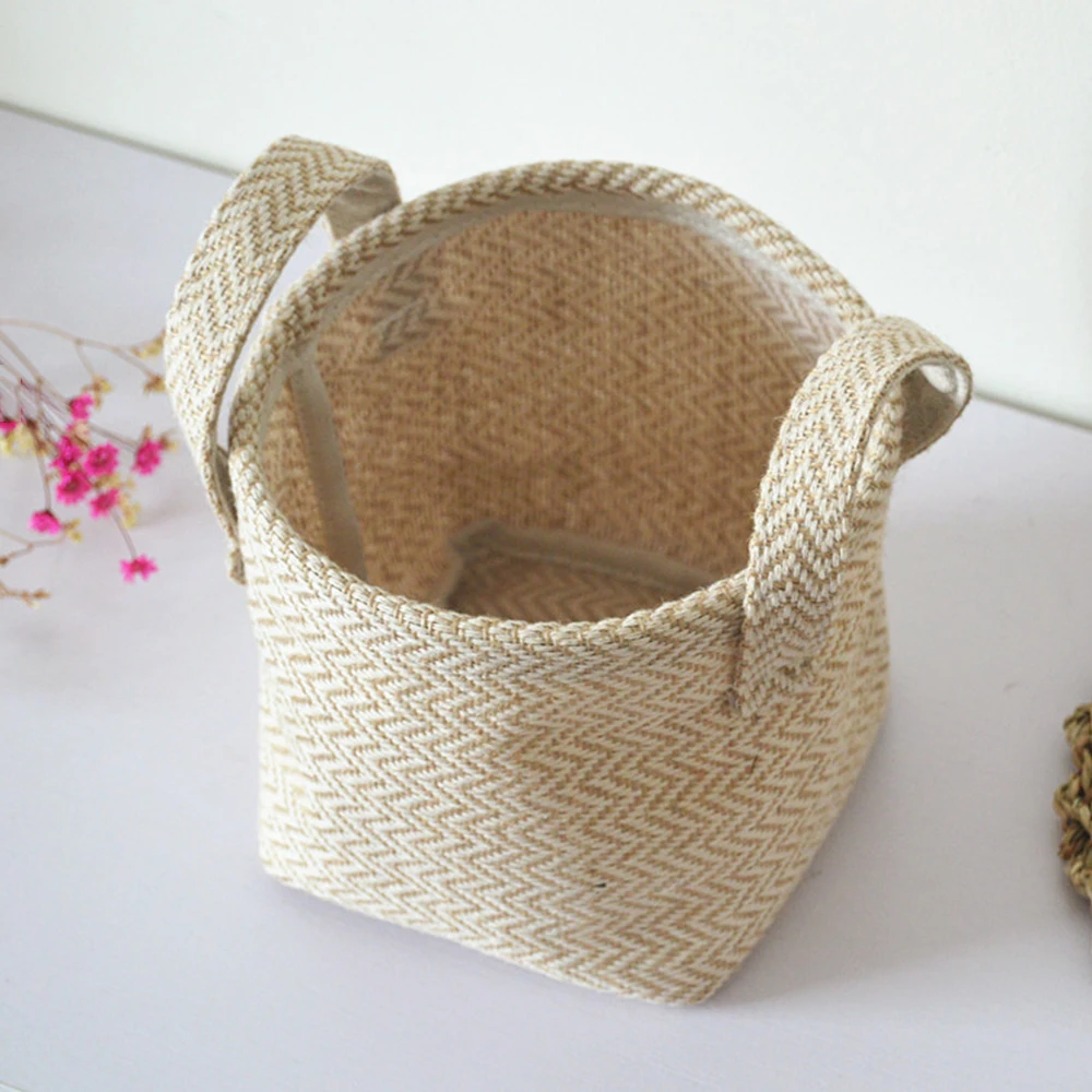 Woven Jute Cloth Flower Pot Storage Basket Flower Pot Rattan Basket Plant Pot Holder Laundry Basket Container Home Decorations