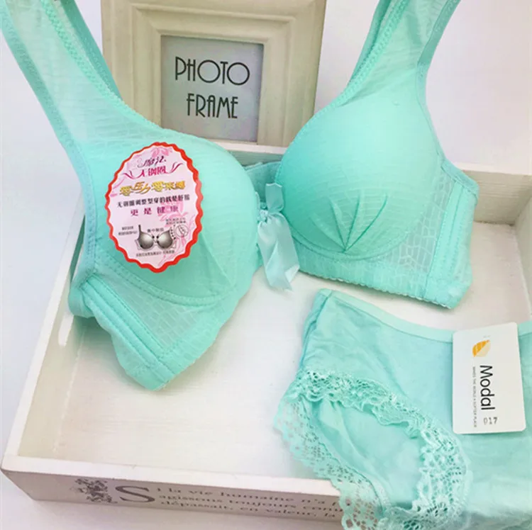 

Japanese-style Lace GIRL'S Underwear Primary School STUDENT'S Vest Style Adjustable Non-Steel Ring Non-Bound Comfortable Bra Set