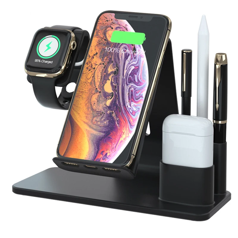 Быстрая зарядка 3 в 1 Беспроводное зарядное устройство для Apple watch 2 4 iPhone XS Max XR X 8 Plus