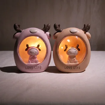 

Creative New Style INS Online Celebrity Deer House Small Night Lamp LED Light Illumination Cartoon Cute Domestic Ornaments