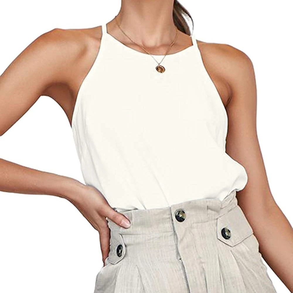 Women Sleeveless Halter racerback Camisole Summer Basic Top Cami Tank Femme Summer Harajuku Vest Sexy Korean Style